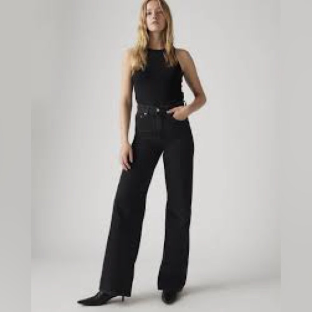 Levi's Women's Ribcage Wide Leg Jeans - 30x32 Rosie posie black